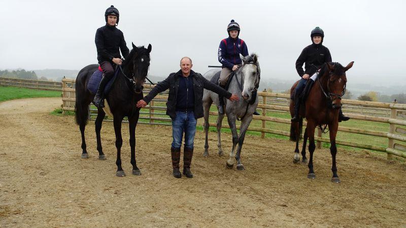 John Benson with his horses Chateau Robin, Silver Kay and Our Belle Amie