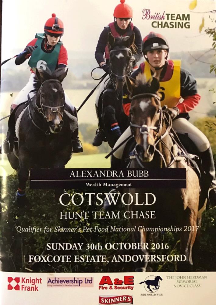 The team chase programme.. The last horse is Charles who is now owned and ridden by my travelling head girl Leigh Pollard. Charles raced for Tim Rowe who then gave him to Leigh ..ex racehorses having fun..