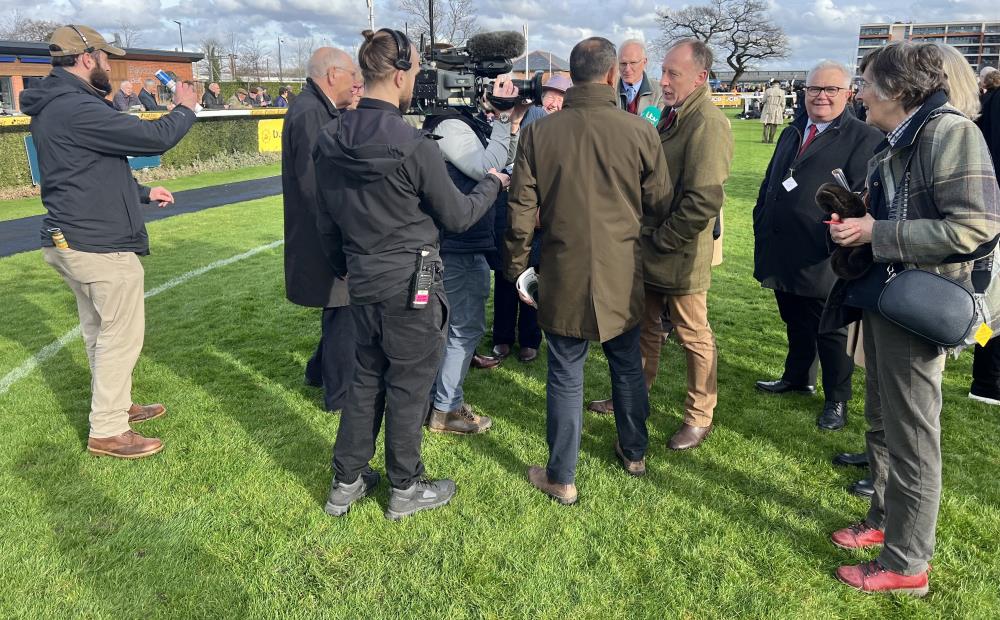 Peter Kerr being interviewed on ITV racing