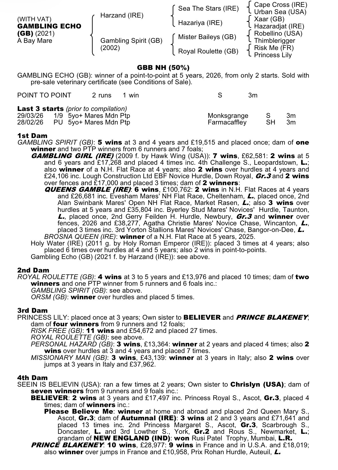 Gambling Echo Pedigree